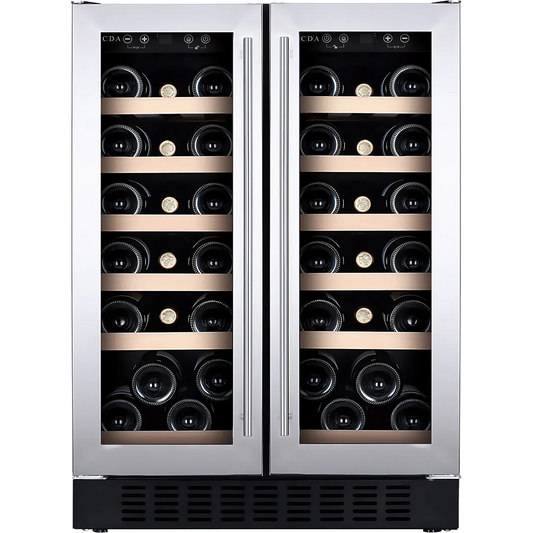 CDA Freestanding/Under Counter Double Door Wine Cooler Steel - FWC624SS